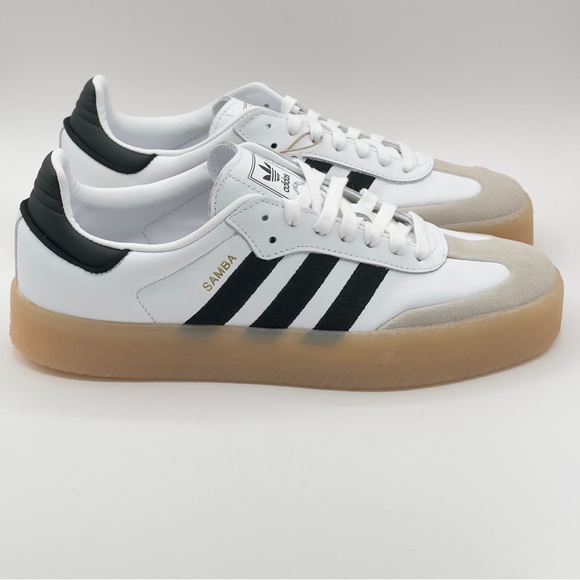 Women’s Adidas originals SAMBAE Sneakers White/Black/Gum IG5744 leather Size 10 - Picture 4 of 12